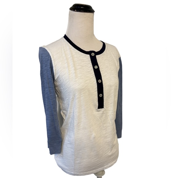 Goldie White and Blue Henley Shirt — Size S - Picture 3 of 6